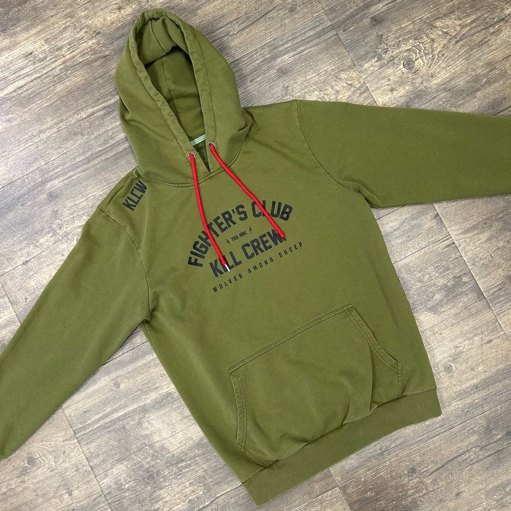 Kill Crew Olive Green Hoodie with Red Accents